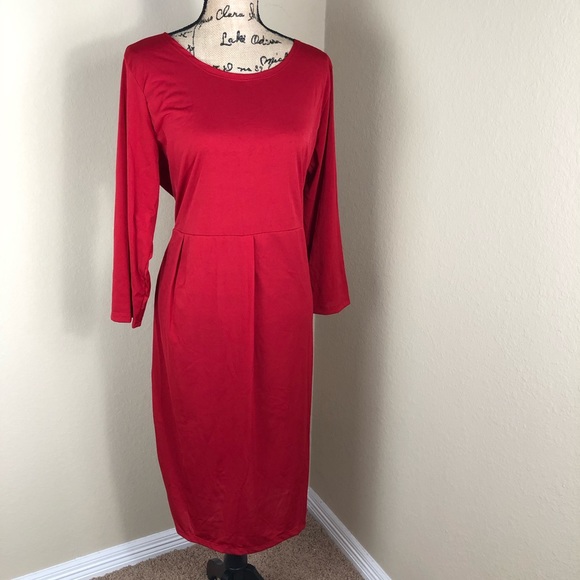Bella Flore Dresses & Skirts - Bella Flore Lipstick Red Stretch Jersey Dress 2X